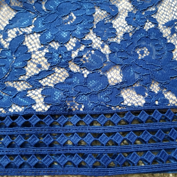 Eliza J Lace Overlay Dress in Cobalt - Picture 6 of 12